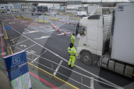 Brexit UK EU border trade. Dover road freight logistics.