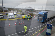 Brexit UK EU border trade. Dover road freight logistics.