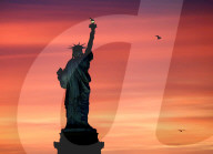 NEWS - Sonnenaufgang hinter der Freiheitsstatue, New Jersey, USA