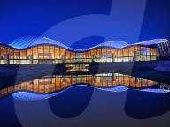 FEATURE - Nachtansicht des beleuchteten neuen Grand Theatre in Nantong, China
