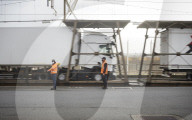 Freight services at The Eurotunnel Le Shuttle terminal 