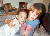 Archive collect images showing Angelina Jolie (Left) and brother James Haven (right) sitting with their mother Marcheline Bertrand.