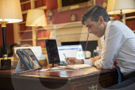 Rishi Sunak UK Chancellor of the Exchequer speaks to United States Secretary of the Treasury Janet Yellen