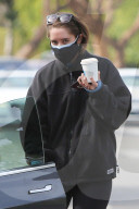 Christina Schwarzenegger is seen picking up coffee at Blue Bottle Coffee in Brentwood. 