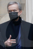 Bernard Arnault leaving Fendi show at Palais Brongniart at Paris Fashion Week 2021