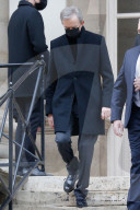 Bernard Arnault leaving Fendi show at Palais Brongniart at Paris Fashion Week 2021