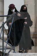 Demi Moore Scout LaRue Willis leaving Fendi show at Palais Brongniart at Paris Fashion Week 2021