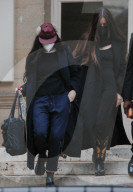 Demi Moore Scout LaRue Willis leaving Fendi show at Palais Brongniart at Paris Fashion Week 2021
