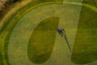 FEATURE - Ein Greenkeeper im Wallasey Golf Club, Wirral, mäht den Rasen