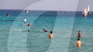 Summer temperatures crowded Mondello beach - Italy