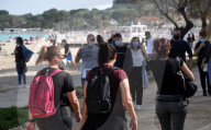 Summer temperatures crowded Mondello beach - Italy