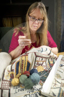 Bayeux Tapestry being recreated by primary school teacher - who will even weave in original errors. Mia Hansson is recreating a full-scale replica tapestry, which will have taken ten years to stitch by the time it is completed