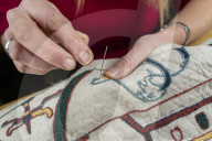 Bayeux Tapestry being recreated by primary school teacher - who will even weave in original errors. Mia Hansson is recreating a full-scale replica tapestry, which will have taken ten years to stitch by the time it is completed