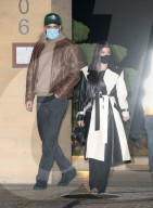 PREMIUM EXCLUSIVE Kylie Jenner Rocks Black PVC Pants For Nobu Dinner With Sister Kourtney