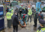 Swampy’s eco-warrior son grinned as he was carried away from the HS2 tunnel underneath London Euston station after 22 days underground.
