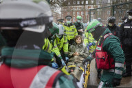 Swampy’s eco-warrior son grinned as he was carried away from the HS2 tunnel underneath London Euston station after 22 days underground.
