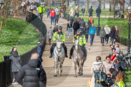 Famillies enjoy the spring weather as police enforce Covid-19 rules.