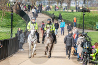 Famillies enjoy the spring weather as police enforce Covid-19 rules.