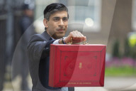 Rishi Sunak UK Chancellor of the Exchequer leaving No.11 to deliver the budget 