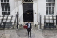 Rishi Sunak UK Chancellor of the Exchequer leaving No.11 to deliver the budget 