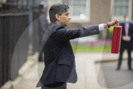 Rishi Sunak UK Chancellor of the Exchequer leaving No.11 to deliver the budget 