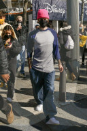 Justin Bieber leaving Disney Store in Paris