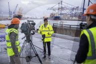 Rishi Sunak UK Chancellor of the Exchequer visits Tees Dock.