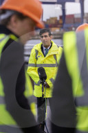 Rishi Sunak UK Chancellor of the Exchequer visits Tees Dock.