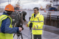 Rishi Sunak UK Chancellor of the Exchequer visits Tees Dock.