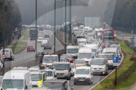 Queues form heading into London on the A3 Kingston bypass this morning as schools open in England for the first time this year.