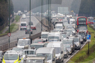 Queues form heading into London on the A3 Kingston bypass this morning as schools open in England for the first time this year.
