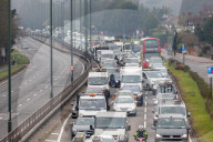 Queues form heading into London on the A3 Kingston bypass this morning as schools open in England for the first time this year.