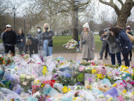 Floral & written tributes for Sarah Everard left by hundreds of Londoners laying flowers at a bandstand in Clapham Common, London.