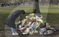Floral & written tributes for Sarah Everard left by hundreds of Londoners laying flowers at a bandstand in Clapham Common, London.