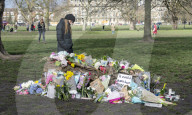 Floral & written tributes for Sarah Everard left by hundreds of Londoners laying flowers at a bandstand in Clapham Common, London.