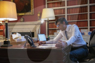 Rishi Sunak UK Chancellor of the Exchequer  talks to United States Secretary of the Treasury 