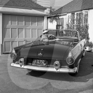PEOPLE - Golden Age of Hollywood: Frank Sinatra posiert mit Ford Thunderbird 1955