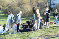 People meeting up today after lockdown restrictions end in Primrose Hill.