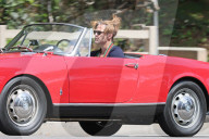 Chris Pine is spotted driving around his vintage Alfa Romeo in Los Feliz.