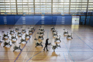Sports facilities reopen as English lockdown restrictions ease. The Crystal Palace National Sports Centre prepares.