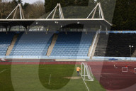 Sports facilities reopen as English lockdown restrictions ease. The Crystal Palace National Sports Centre prepares.