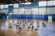 Sports facilities reopen as English lockdown restrictions ease. The Crystal Palace National Sports Centre prepares.