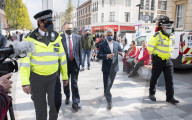 The Mayor of London, Sadiq Khan and the Shadow Home Secretary, Nick Thomas-Symonds join Met police officers for a walkabout in Ilford, London, Great Britain 
20th April 2021

Mayor of London election campaign 2021

Sadiq Khan,  Mayor of London 
Nick