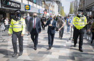 The Mayor of London, Sadiq Khan and the Shadow Home Secretary, Nick Thomas-Symonds join Met police officers for a walkabout in Ilford, London, Great Britain 
20th April 2021

Mayor of London election campaign 2021

Sadiq Khan,  Mayor of London 
Nick