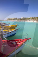 Boats at Fishermans Pier, Palm Beach, Aruba, Netherlands Antilles, Caribbean, Central America