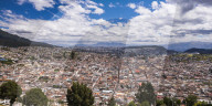 City of Quito with the Historic Centre of Quito Old Town in the foreground, seen from El Panecillo Hill, Ecuador, South America