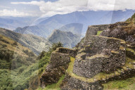 Phuyupatamarca Inca ruins on Inca Trail Trek day 3, Cusco Region, Peru