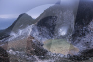 Crater at the top of Sibayak Volcano, an active volcano at Berastagi (Brastagi), North Sumatra, Indonesia