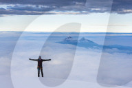Climber on the 5,897m summit of Cotopaxi Volcano, Cotopaxi Province, Ecuador