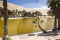 Huacachina, a sand dunes surrounded oasis village in the Ica Region of Peru